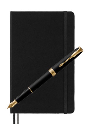 Перьевая Ручка Parker Sonnet Matte Black Gt Moleskine
